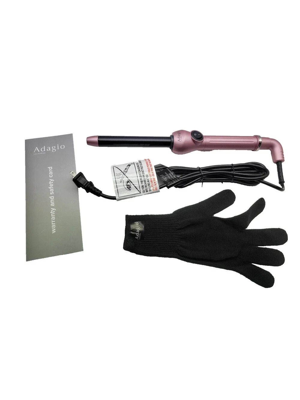 Adagio 19MM Clipless Curling Wand Tourmaline infused Ceramic Pink  **NWOB**